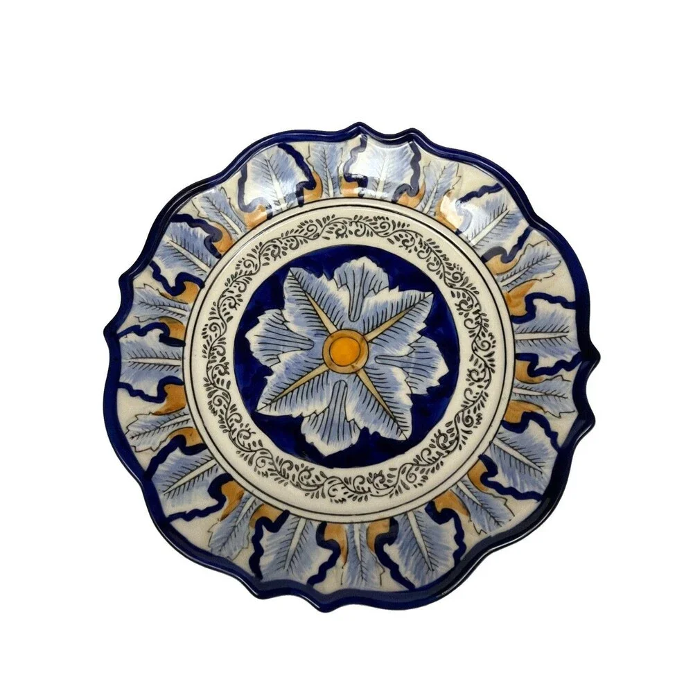 Vintage I. Godinger & Co. Hand Painted Plates Ceramic Floral Mediterranean Set 5